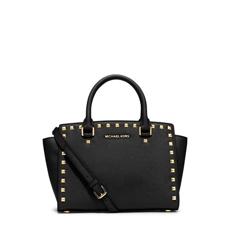 michael kors selma studs|Selma Medium Studded Leather Satchel .